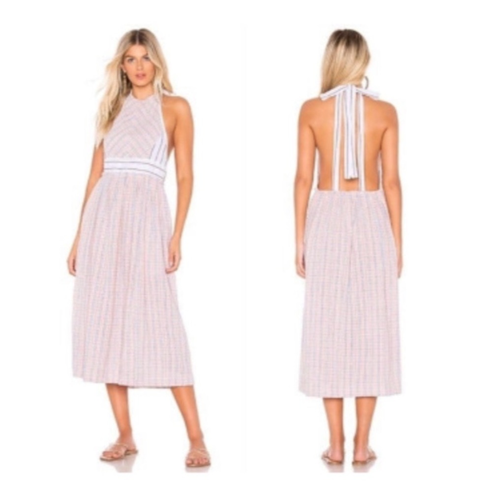 EUC Worn Once Women's Free People Color Theory Midi Tie-Back Boho Dress